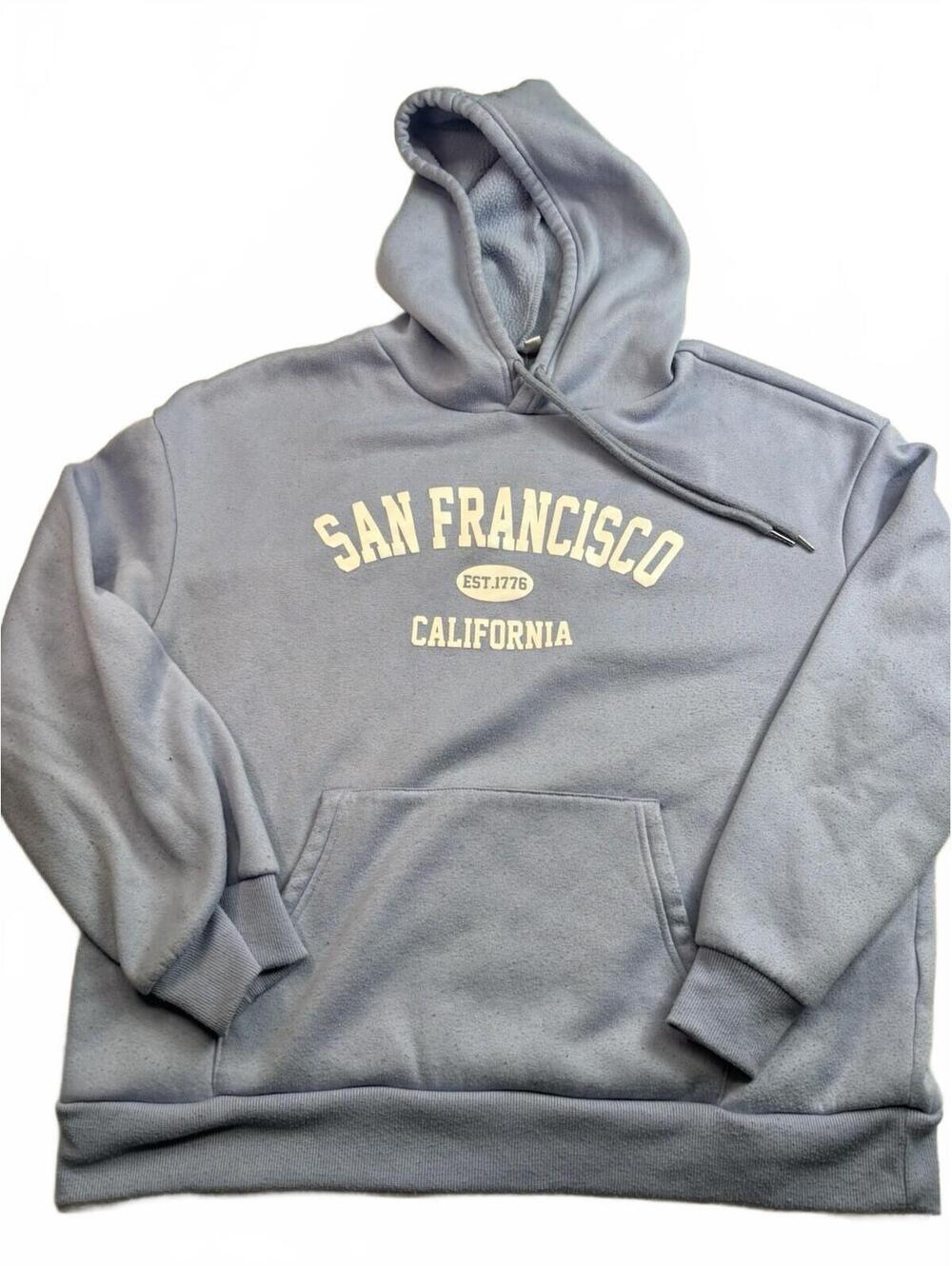 Light Blue San Francisco California Hoodie Sweatshirt Size L